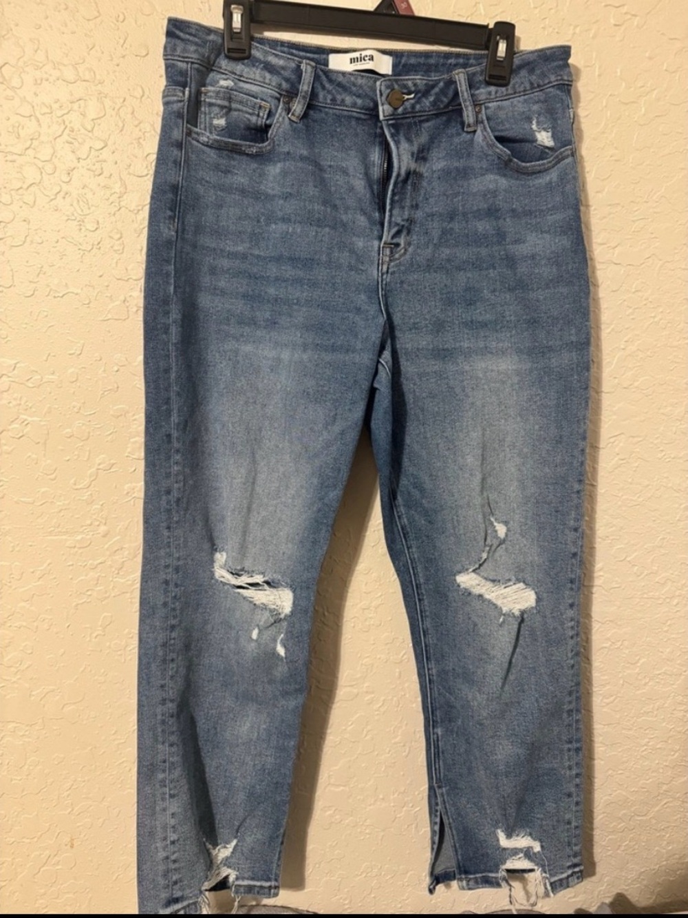 Mica Distressed Light Blue Cropped Ankle Jeans